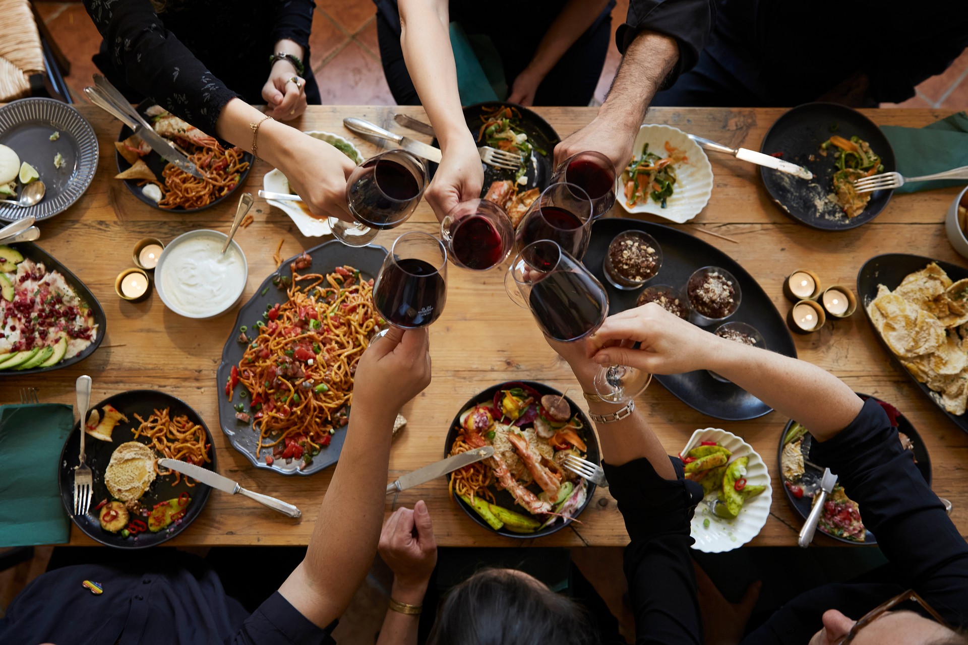 dinner table from above